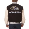 Baltimore Ravens Two Tone Real Wool Black Varsity Jacket 1