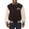 Baltimore Ravens Two Tone Real Wool Black Varsity Jacket