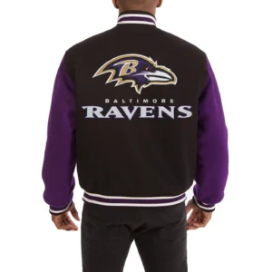 Baltimore Ravens Two Tone Wool Black Varsity Jacket 1