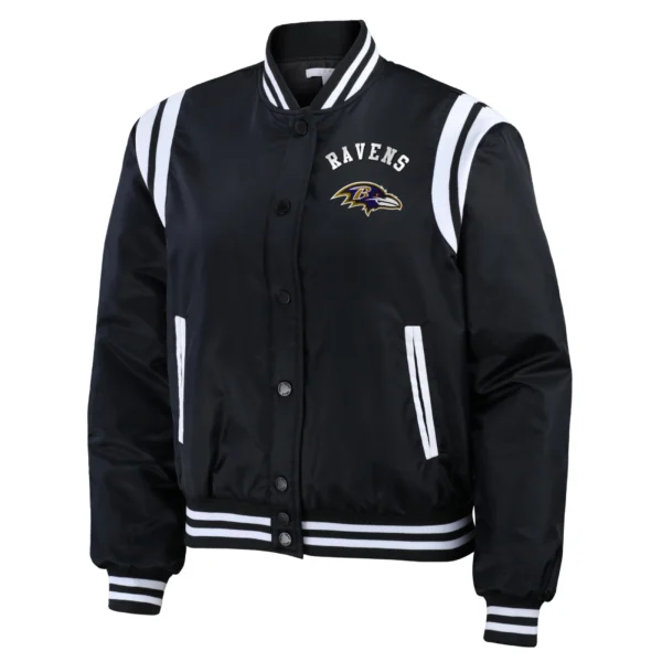 Baltimore Ravens WEAR by Erin Andrews Women’s Black Bomber Full-Snap Jacket