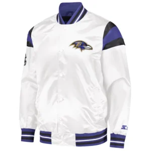 Baltimore Ravens White Satin Varsity Jacket