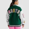 Barbie X Roots Green and White Varsity Jacket 1