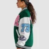 Barbie X Roots Green and White Varsity Jacket 2