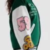 Barbie X Roots Green and White Varsity Jacket 3