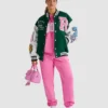 Barbie X Roots Green and White Varsity Jacket 4