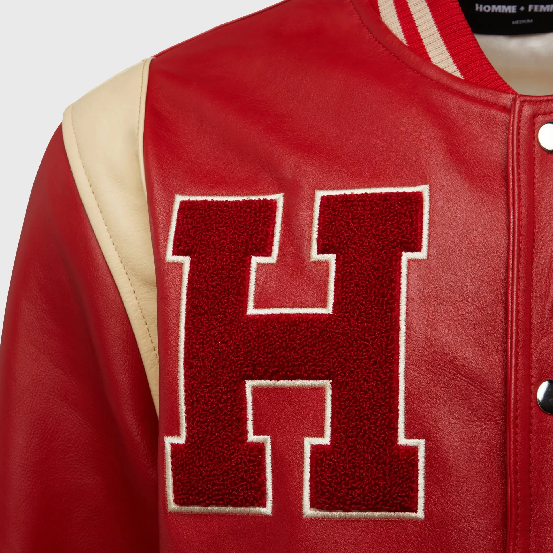Bel-Air Homme+Femme Leather Red Varsity Jacket 3