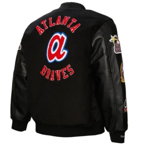 Black Atlanta Braves Blackout Varsity Jacket
