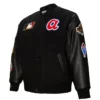 Black Atlanta Braves Blackout Wool Varsity Jacket