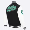 Black Boston Celtics Script Tail Varsity Jacket 6