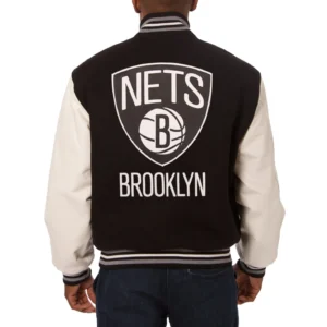 Black Brooklyn Nets Domestic Two Tone Wool Jacket 1