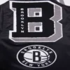 Black Brooklyn Nets Mashup Satin Varsity Jacket 5