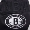 Black Brooklyn Nets Mashup Satin Varsity Jacket 8