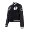 Black Brooklyn Nets Retro Classic Wool Varsity Jacket 1