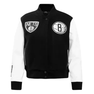 Black Brooklyn Nets Retro Varsity Jacket