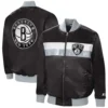 Black Brooklyn Nets The Ambassador Varsity Jacket 3