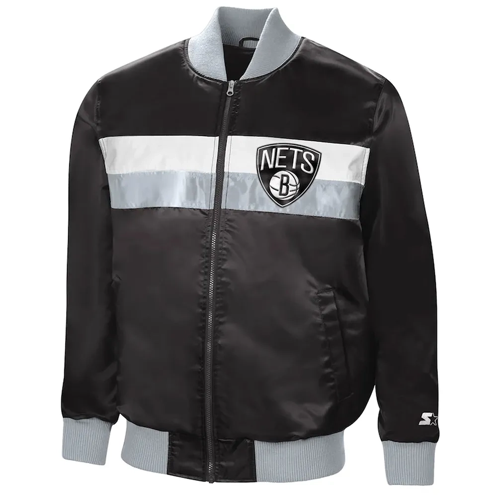 Black Brooklyn Nets The Ambassador Varsity Jacket