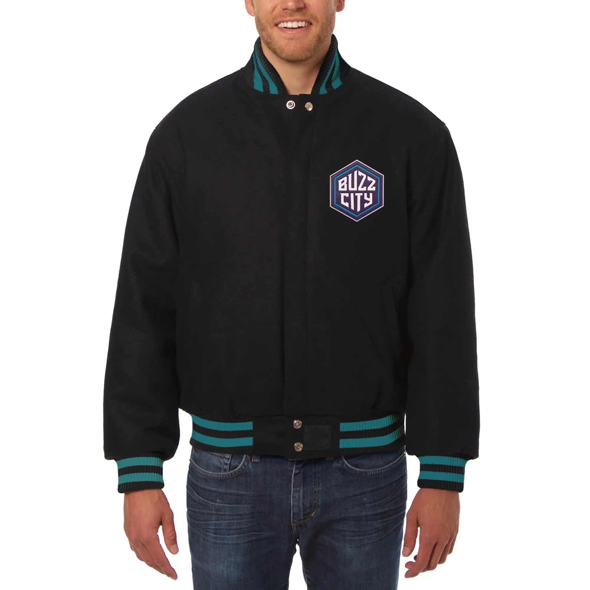Black Charlotte Hornets One Color Varsity Jacket