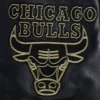 Black Chicago Bulls Logo Black & Gold Wool Varsity Jacket 6