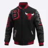 Black Chicago Bulls Mashup Wool Varsity Jacket 1