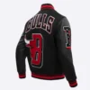 Black Chicago Bulls Mashup Wool Varsity Jacket 2