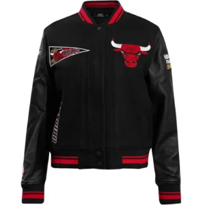 Black Chicago Bulls Retro Classic Wool Varsity Jacket