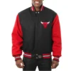 Black Chicago Bulls Two Tone Wool Varsity Jacket