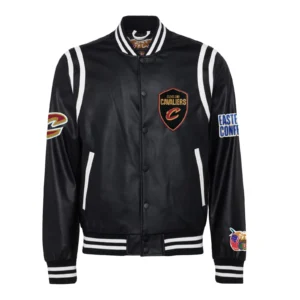 Black Cleveland Cavaliers Leather Varsity Jacket