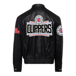 Black Los Angeles Clippers Full Leather Varsity Jacket 1