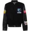 Black Memphis Grizzlies Wool and Leather Varsity Black Jacket