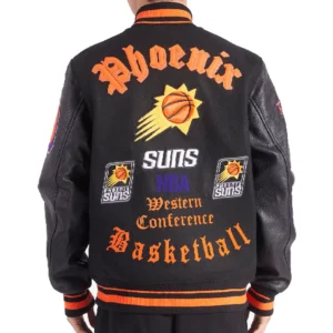 Black Phoenix Suns Old English Wool Varsity Jacket 3