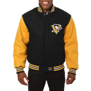 Black Pittsburgh Penguins Wool Varsity Jacket