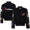 Black Wool and Leather Arizona Cardinals Jeff Hamilton Jacket 2