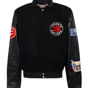 Black Wool and Leather Jeffhamilton X Toronto Raptors Jacket
