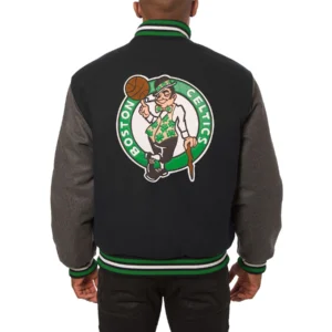 Black and Grey Boston Celtics Two Tone Varsity Jacket 1