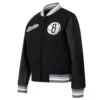 BlackBrooklyn Nets Script Tail Wool Varsity Jacket 1