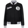 BlackBrooklyn Nets Script Tail Wool Varsity Jacket