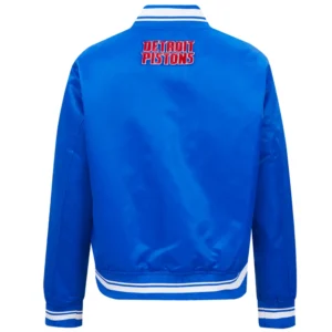 Blue Detroit Pistons Script Tail Varsity Jacket 3