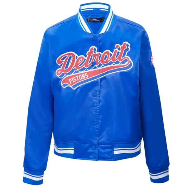 Blue Detroit Pistons Script Tail Varsity Jacket