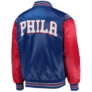 Blue Philadelphia 76ers Enforcer Varsity Jacket 1