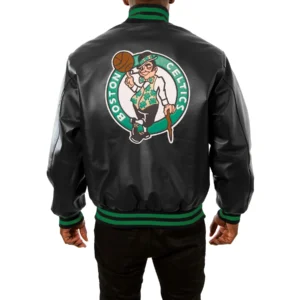 Boston Celtics Black Leather Varsity Jacket 1