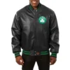 Boston Celtics Black Leather Varsity Jacket