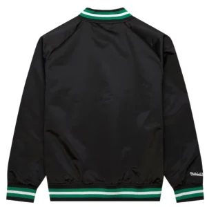 Boston Celtics Black Throwback Wordmark Raglan Varsity Jacket 1