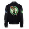 Boston Celtics Black Wool and Leather Jacket 1
