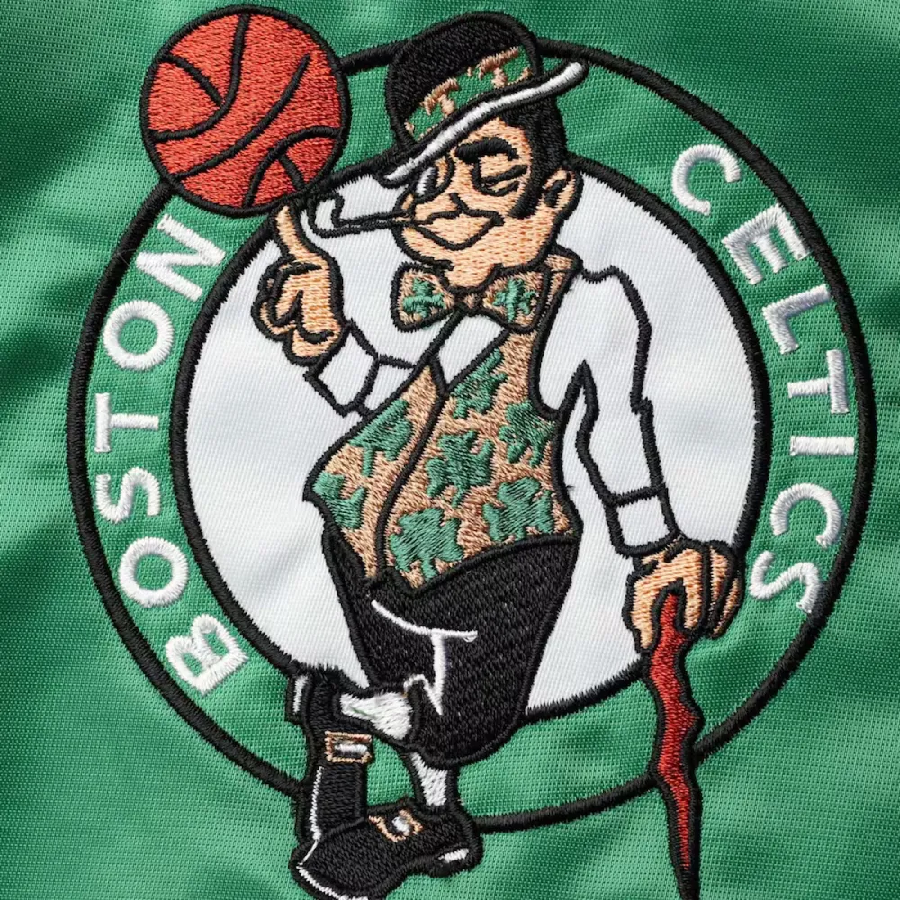Boston Celtics Leader Green and Black Varsity Jacket 2