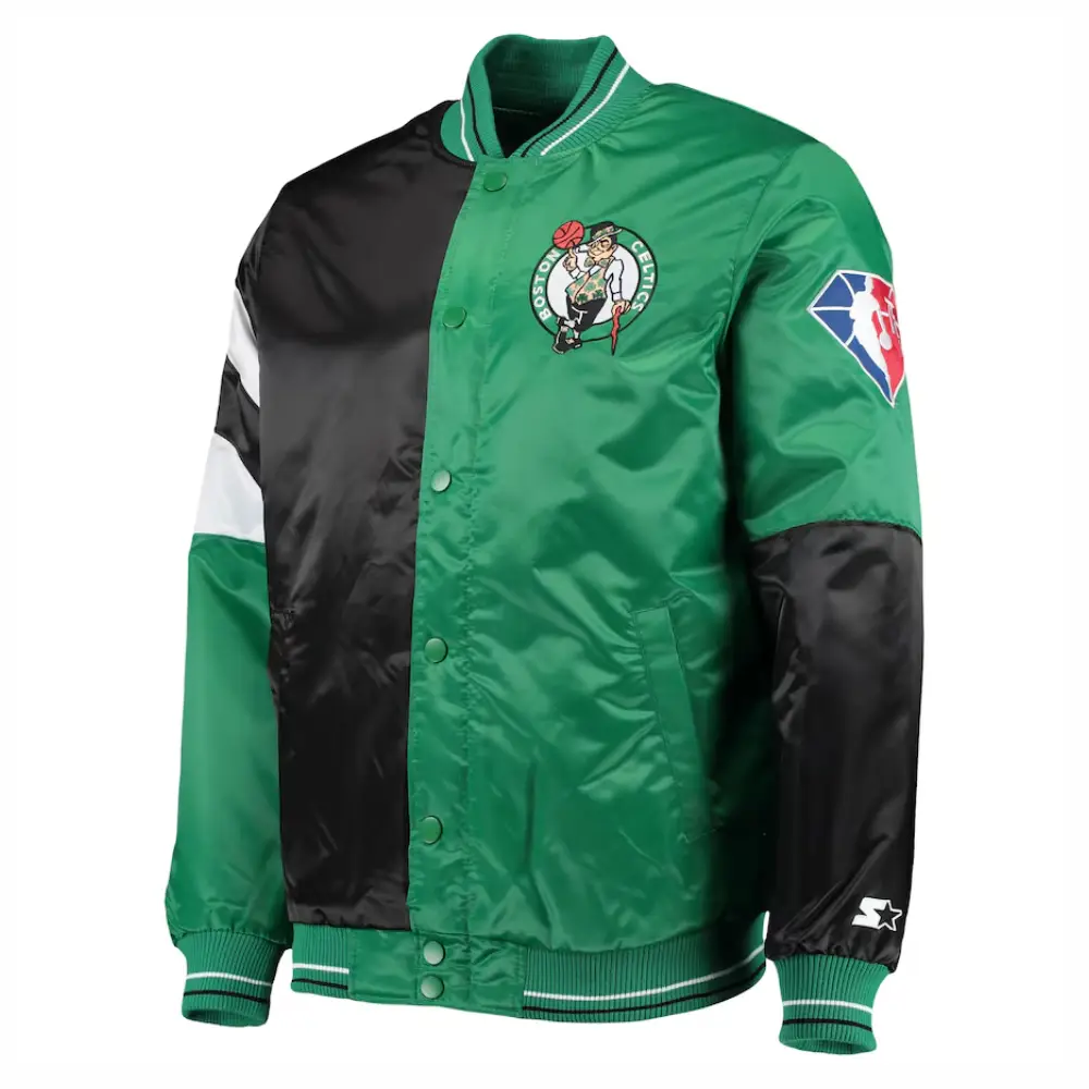 Boston Celtics Leader Green and Black Varsity Jacket