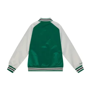 Boston Celtics Primetime Ribbed Knitted Satin Green Varsity Jacket 1