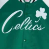 Boston Celtics Primetime Ribbed Knitted Satin Green Varsity Jacket 2