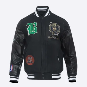 Boston Celtics Pro Prep Black Varsity Wool Jacket 1