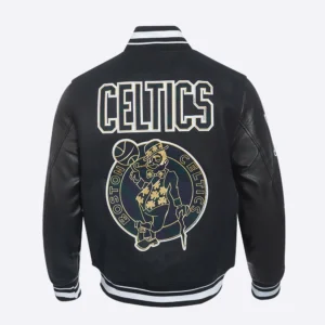 Boston Celtics Pro Prep Black Varsity Wool Jacket 3