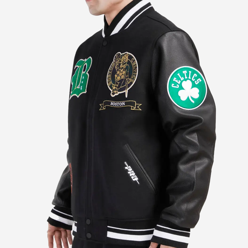 Boston Celtics Pro Prep Wool Varsity Black Jacket 1